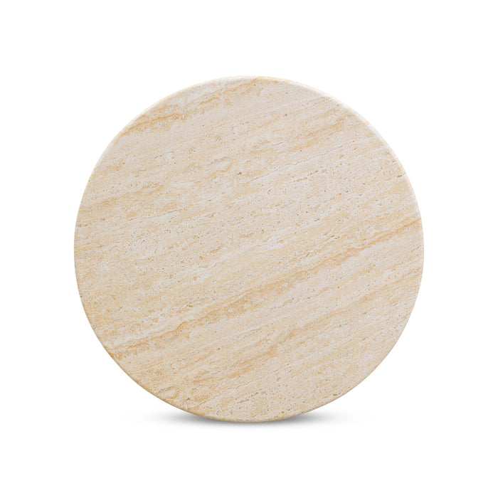 Amora Faux Travertine Indoor/Outdoor Round Accent Table (26"-32")