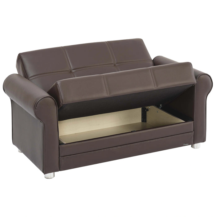 Ottomanson Avalon Collection Upholstered Convertible Loveseat with Storage