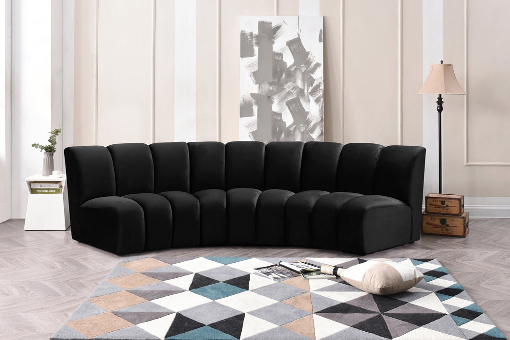 Infinity Black Velvet 3pc. Modular Sectional