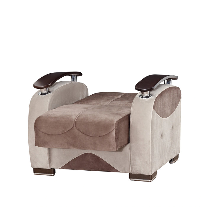 Ottomanson Yafah Collection Upholstered Convertible Armchair with Storage