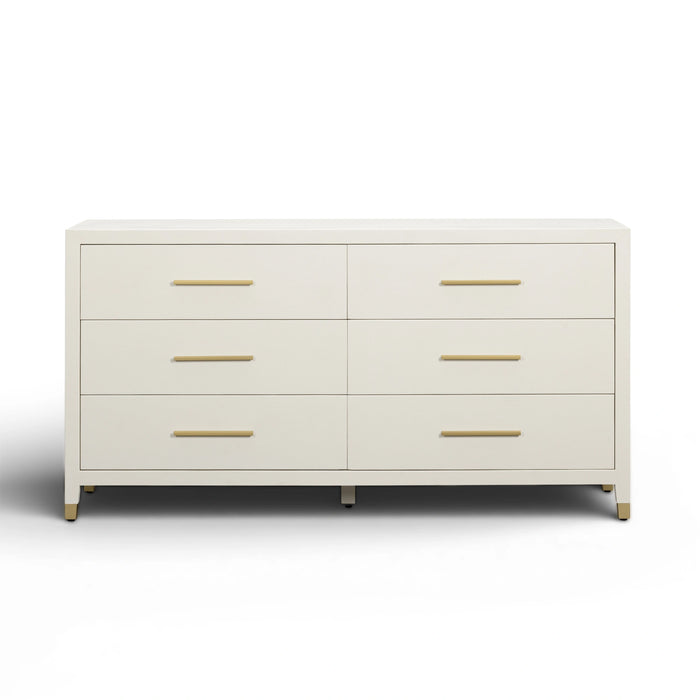 Dani 62" Cream Faux Shagreen 6-Drawer Dresser