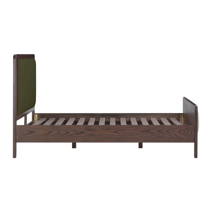Hella Contract-Grade Velvet and Ash Wood Bed