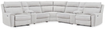 Social Pointe Reclining Sectional with Storage Consoles - Home And Beyond