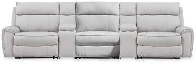 Social Pointe Reclining Sectional with Storage Consoles - Home And Beyond