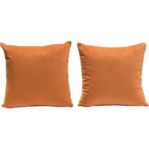 Set of (2) 16" Square Accent Pillows in Rust Orange Velvet