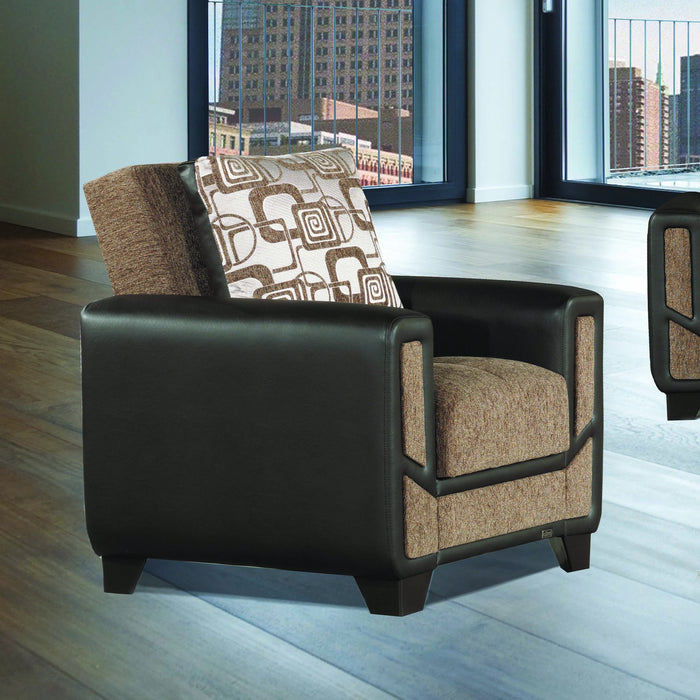 Ottomanson Mondo Modern Collection Upholstered Convertible Armchair with Storage