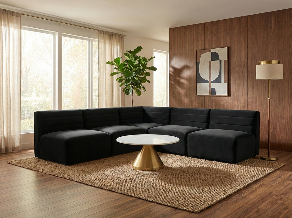 Quincy Black Velvet Modular Sectional