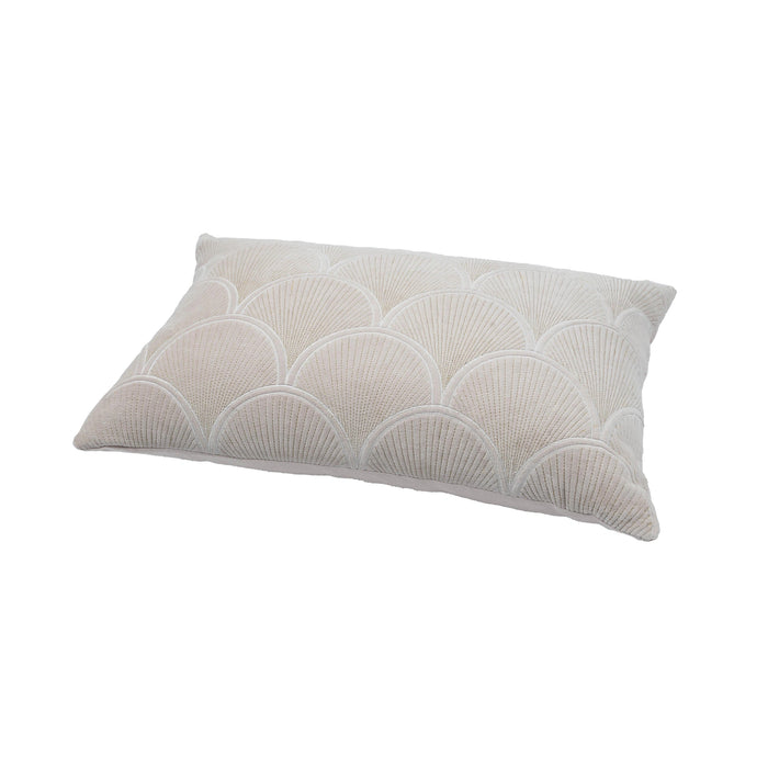 Destiny 24"X16" White Woven Rectangular Throw Pillow