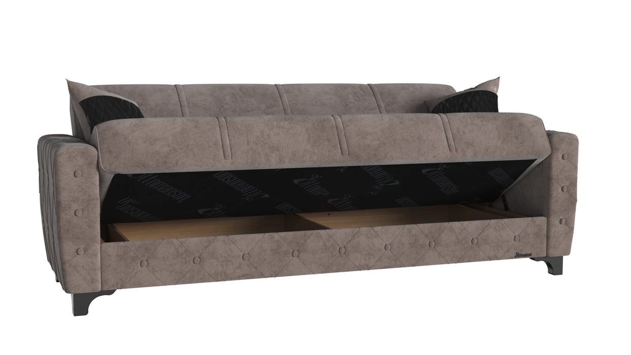 Ottomanson Sultan Collection Upholstered Convertible Sofabed with Storage, Beige