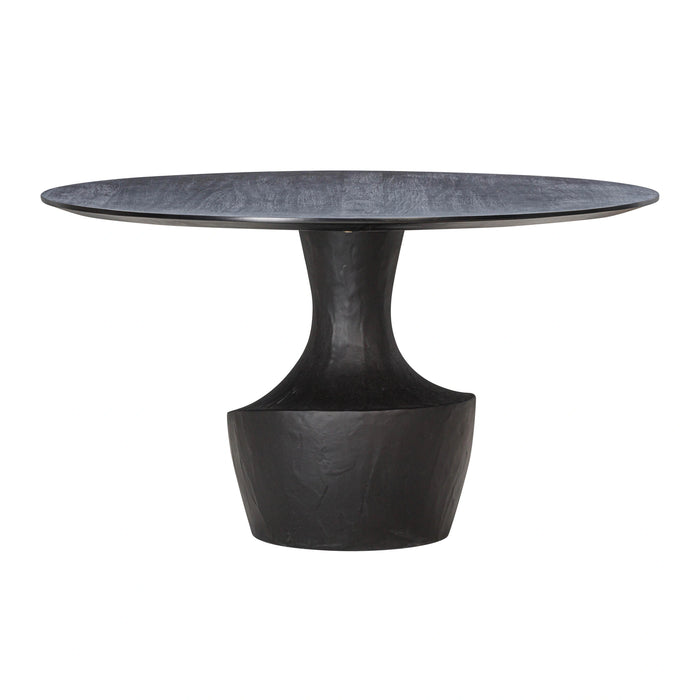 Gevra 54" Black Acacia &amp; Faux Plaster Round Dining Table