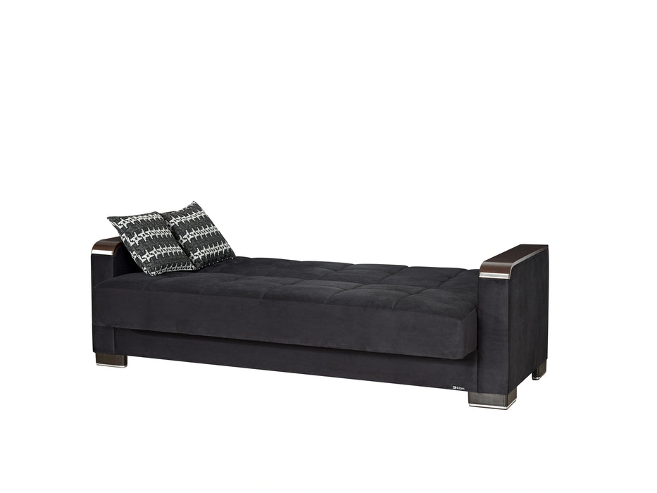 Ottomanson Armada X Collection Upholstered Convertible Wood Trimmed Sofabed with Storage