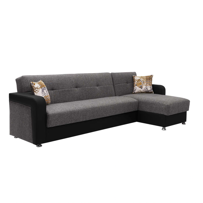 Ottomanson Harmony Collection Upholstered Convertible Sectional with Storage