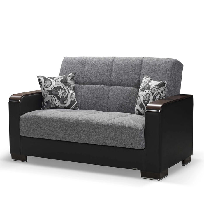 Ottomanson Armada X Collection Upholstered Convertible Wood Trimmed Loveseat with Storage
