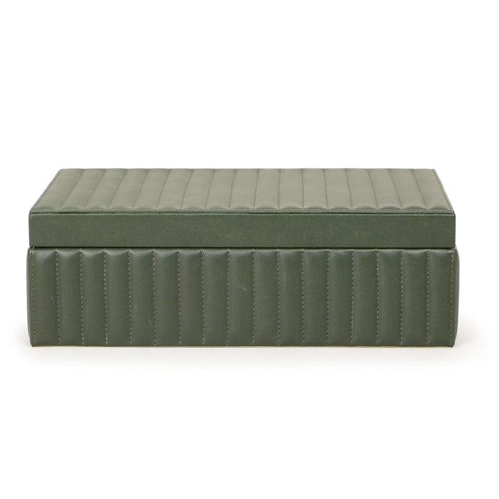 Eton Ribbed Green Vegan Leather Contract-Grade Storage Box