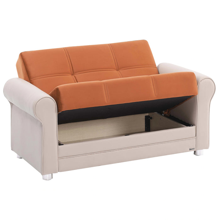 Ottomanson Avalon Collection Upholstered Convertible Loveseat with Storage
