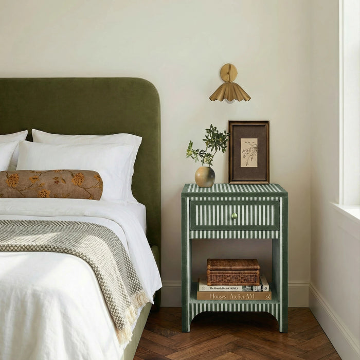 Kora 18" Cotton Jute 1-Drawer Contract-Grade Nightstand