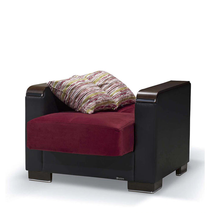 Ottomanson Armada X Collection Upholstered Convertible Wood Trimmed Armchair with Storage