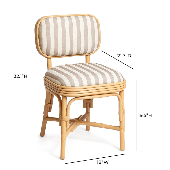 Dorine Striped Performance Linen &amp; Rattan Dining Chair