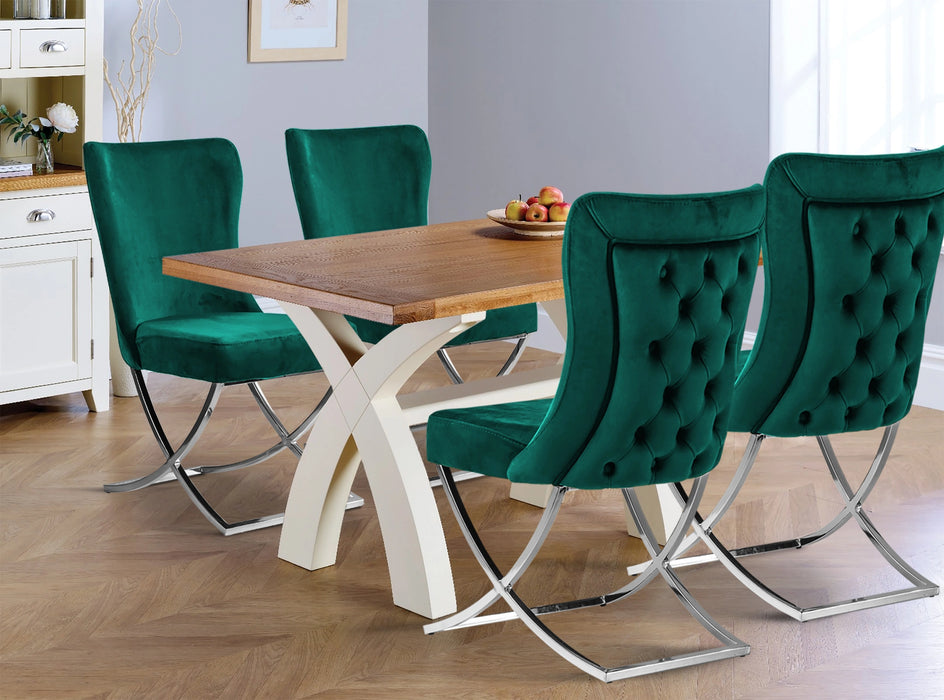 Ottomanson Royal Collection Upholstered Gold Legged Dining Chair, Set of 2