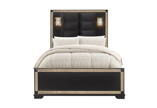 Blake Black Bed with Lamps