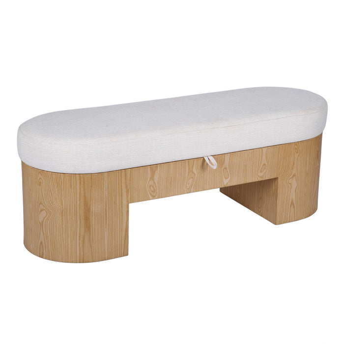 Poppi 49" Cream Performance Fabric Storage Bench