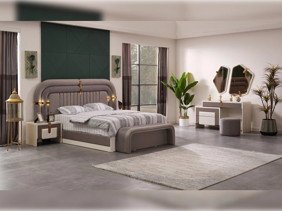 Zurich Bedroom (Queen Frame With Headboard & Dresser With Mirror & 2 Nightstand)