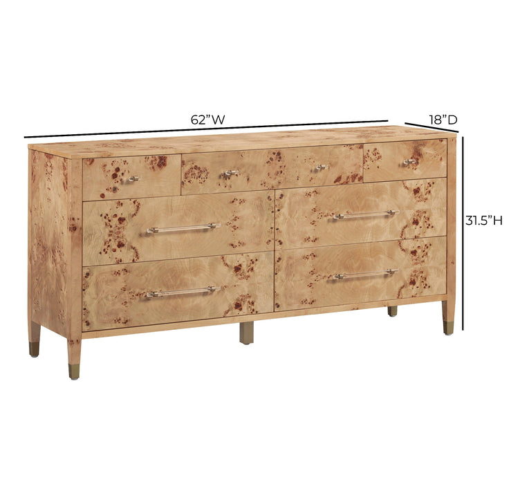 Brandyss 62" Burl 7-Drawer Dresser