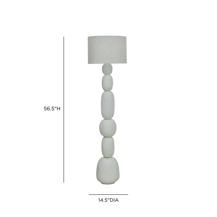 Pebble Cream Papier Mache Floor Lamp