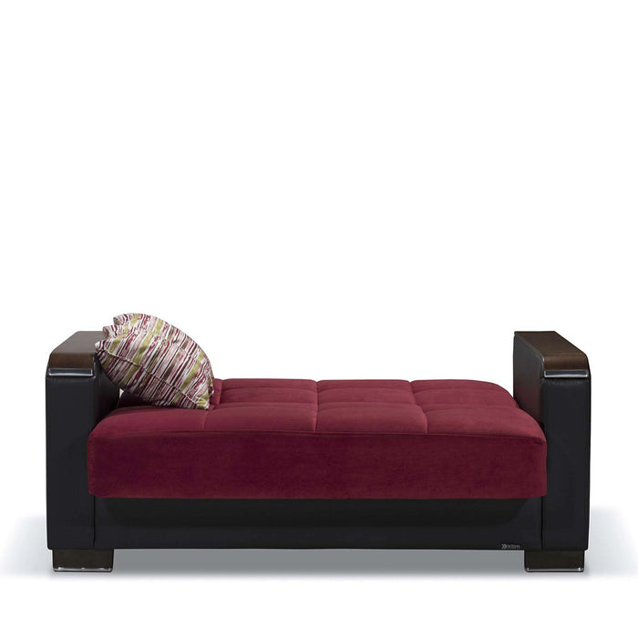 Ottomanson Armada X Collection Upholstered Convertible Wood Trimmed Loveseat with Storage