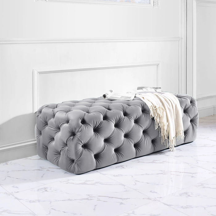 Kaylee 49" Performance Velvet Tufted Jumbo Ottoman