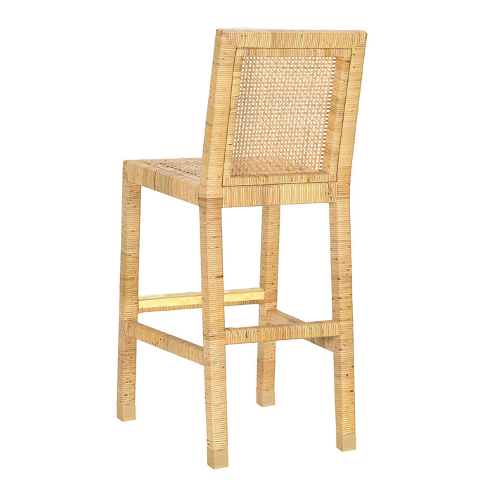 Amara Rattan &amp; Cream Contract-Grade Linen Stool