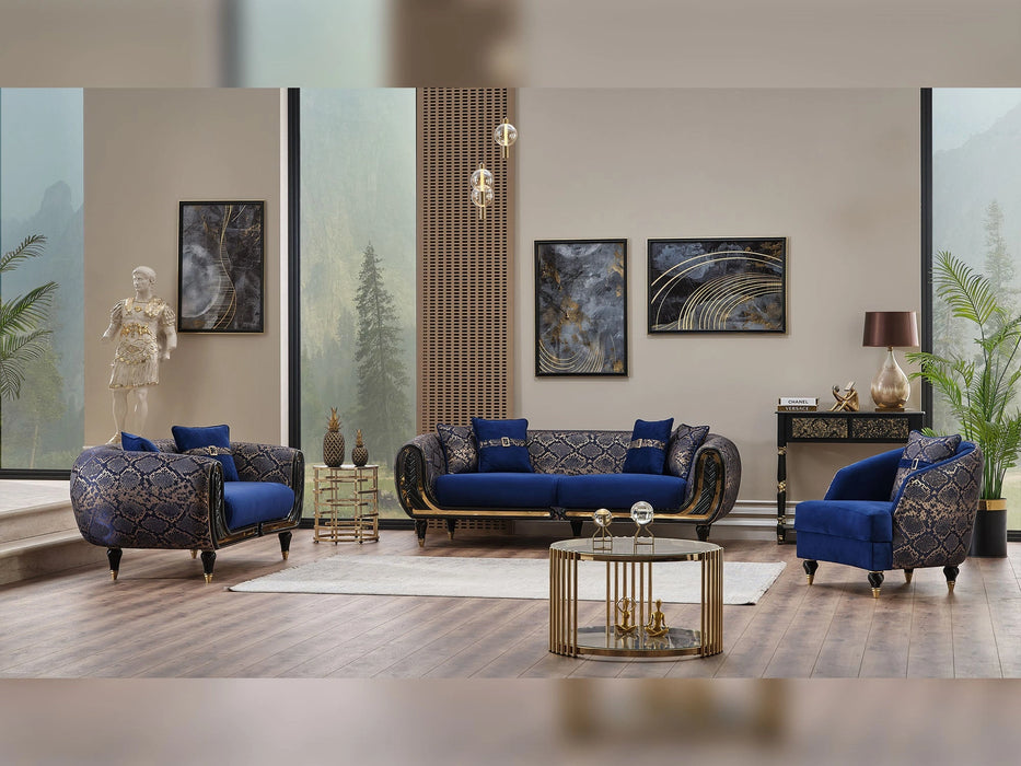 Lima 3-pieces (Sofa & Loveseat & Chair) Livingroom Set Blue
