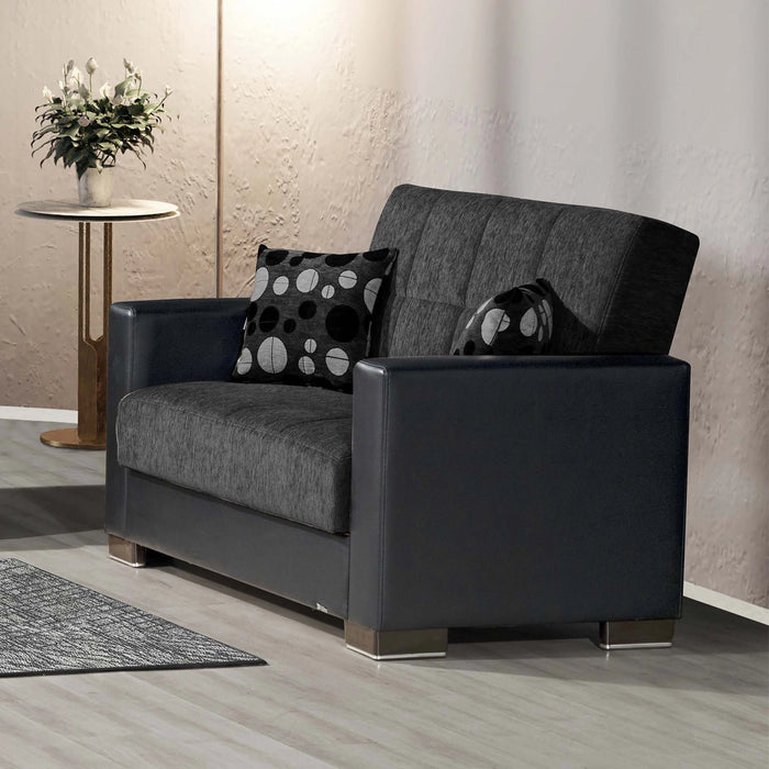 Ottomanson Armada Collection Upholstered Convertible Loveseat with Storage