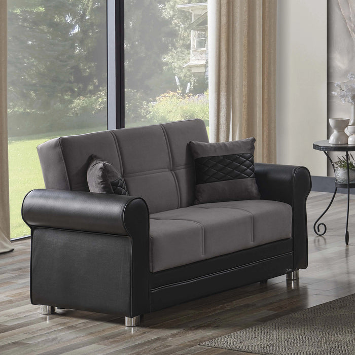 Ottomanson Avalon Collection Upholstered Convertible Loveseat with Storage
