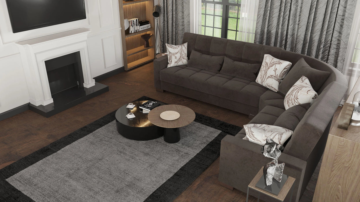 Ottomanson Armada Collection Upholstered Convertible Sectional with Storage