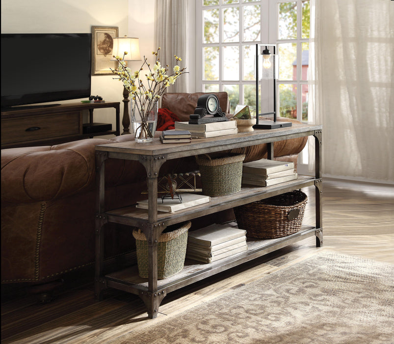 Gorden Weathered Oak & Antique Silver Console Table - Home And Beyond