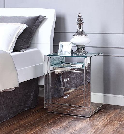 Nysa Mirrored & Faux Crystals Accent Table - Home And Beyond