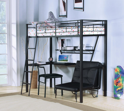 Senon Silver & Black Loft Bed & Desk image