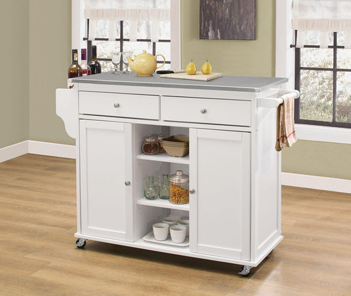 Tullarick Stainless Steel & White Kitchen Cart image