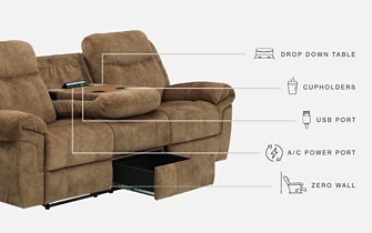 Huddle-Up Reclining Sofa with Drop Down Table - Home And Beyond