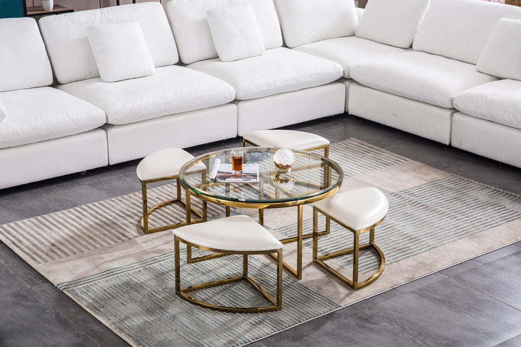 CT1029G COFFEE TABLE WITH 4 STOOLS