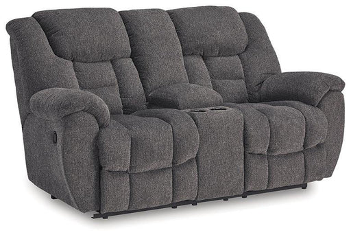 Foreside Reclining Loveseat with Console - Home And Beyond