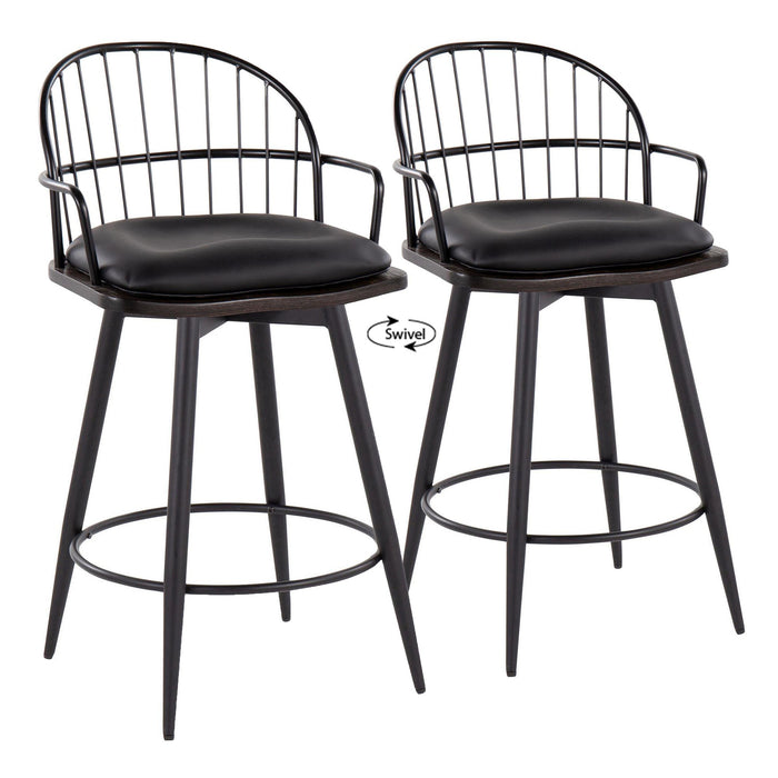 Riley 26" Fixed-Height Counter Stool with Arms - Set of 2 image