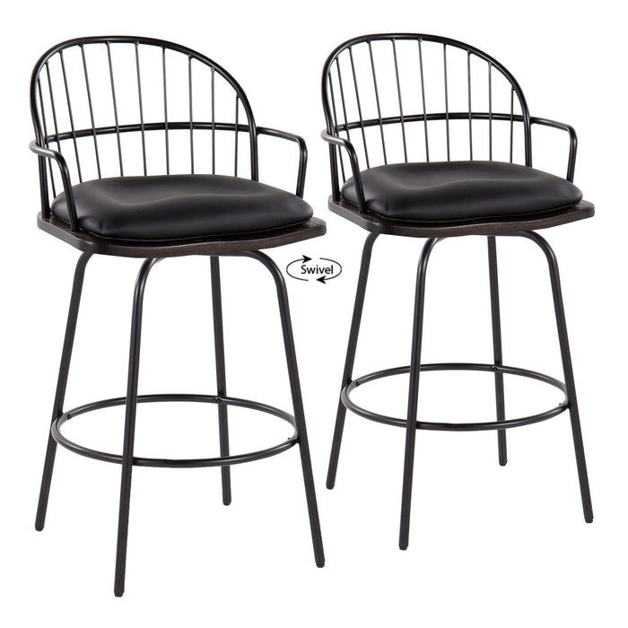 Riley Claire 26" Fixed-Height Counter Stool with Arms - Set of 2 image