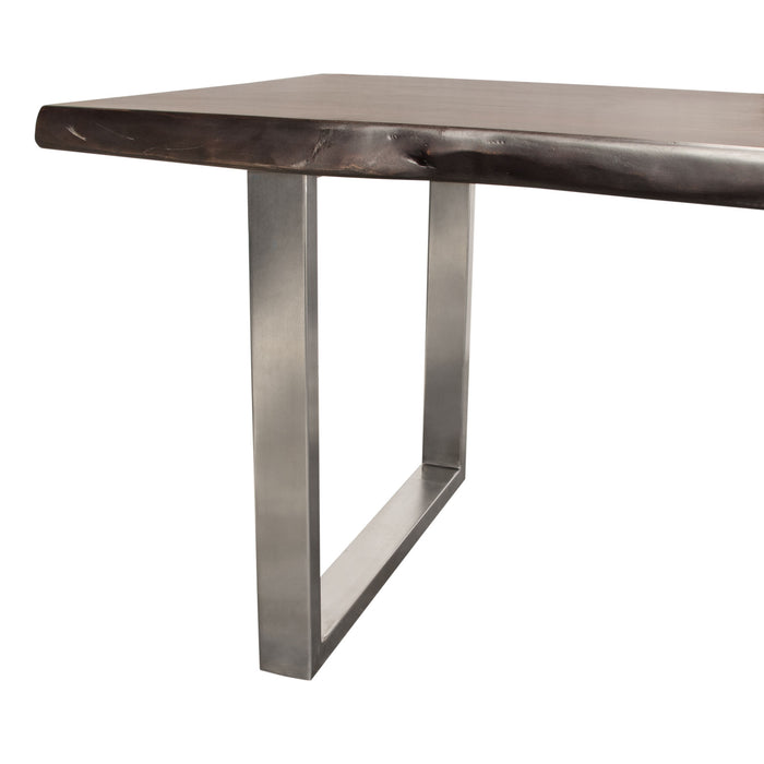 Bowen Solid Acacia Wood Top Dining Table with Live Edge in Espresso Finish w/ Nickel Plated Base by Diamond Sofa