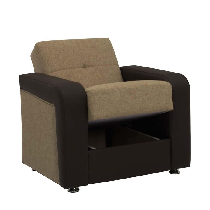 Ottomanson Harmony Collection Upholstered Convertible Armchair with Storage