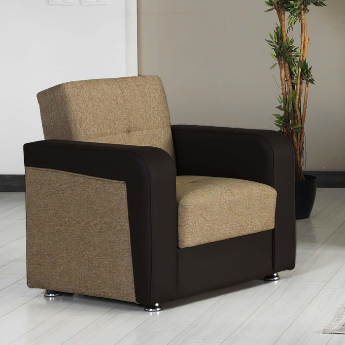Ottomanson Harmony Collection Upholstered Convertible Armchair with Storage