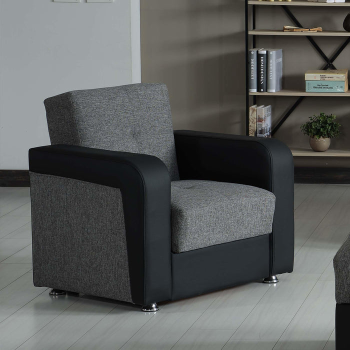 Ottomanson Harmony Collection Upholstered Convertible Armchair with Storage