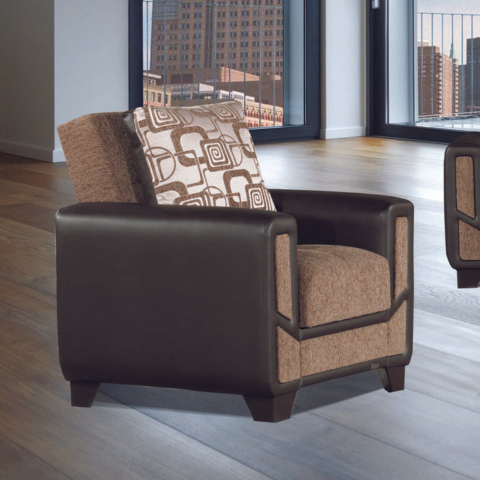 Ottomanson Mondo Modern Collection Upholstered Convertible Armchair with Storage