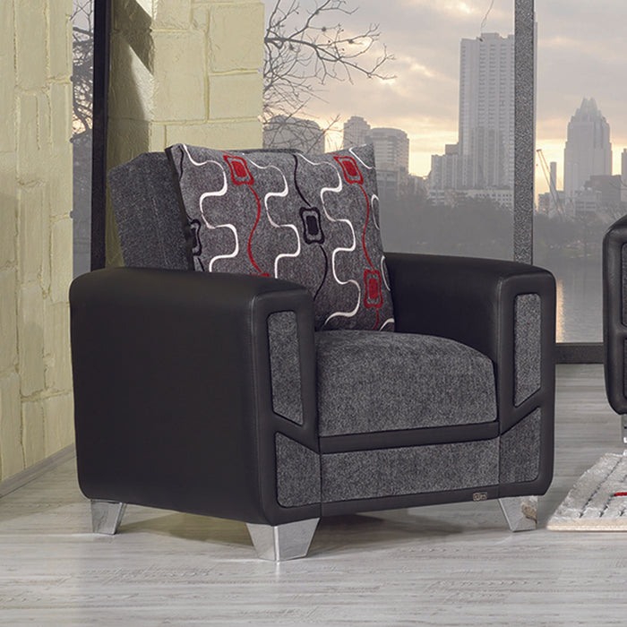 Ottomanson Mondo Modern Collection Upholstered Convertible Armchair with Storage